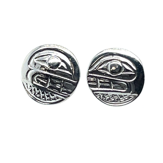 Earrings - Sterling Silver - Cast - Studs - Small - Round - Orca