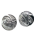 Earrings - Sterling Silver - Studs - Small - Round - Wolf