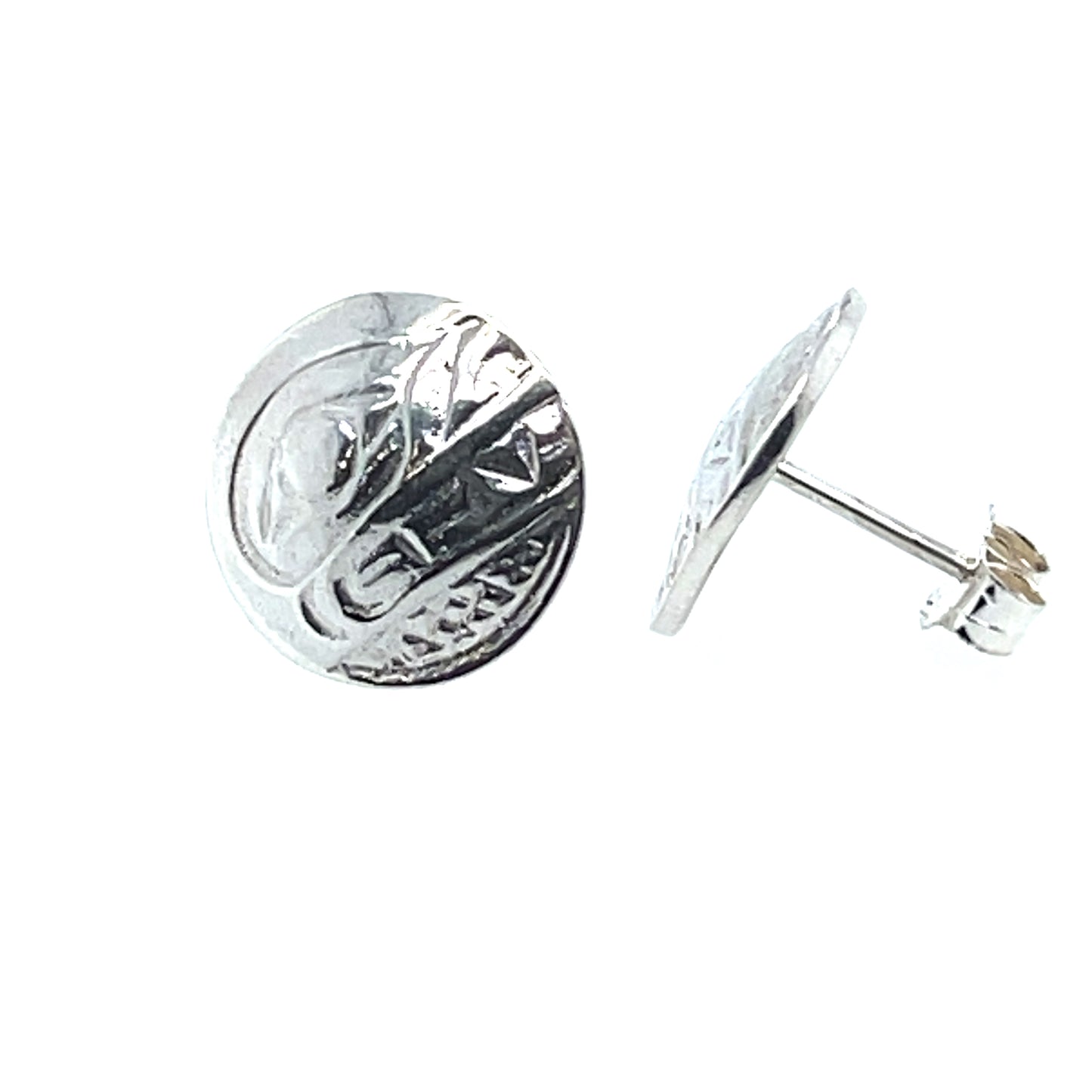 Earrings - Sterling Silver - Cast - Studs - Small - Round - Bear