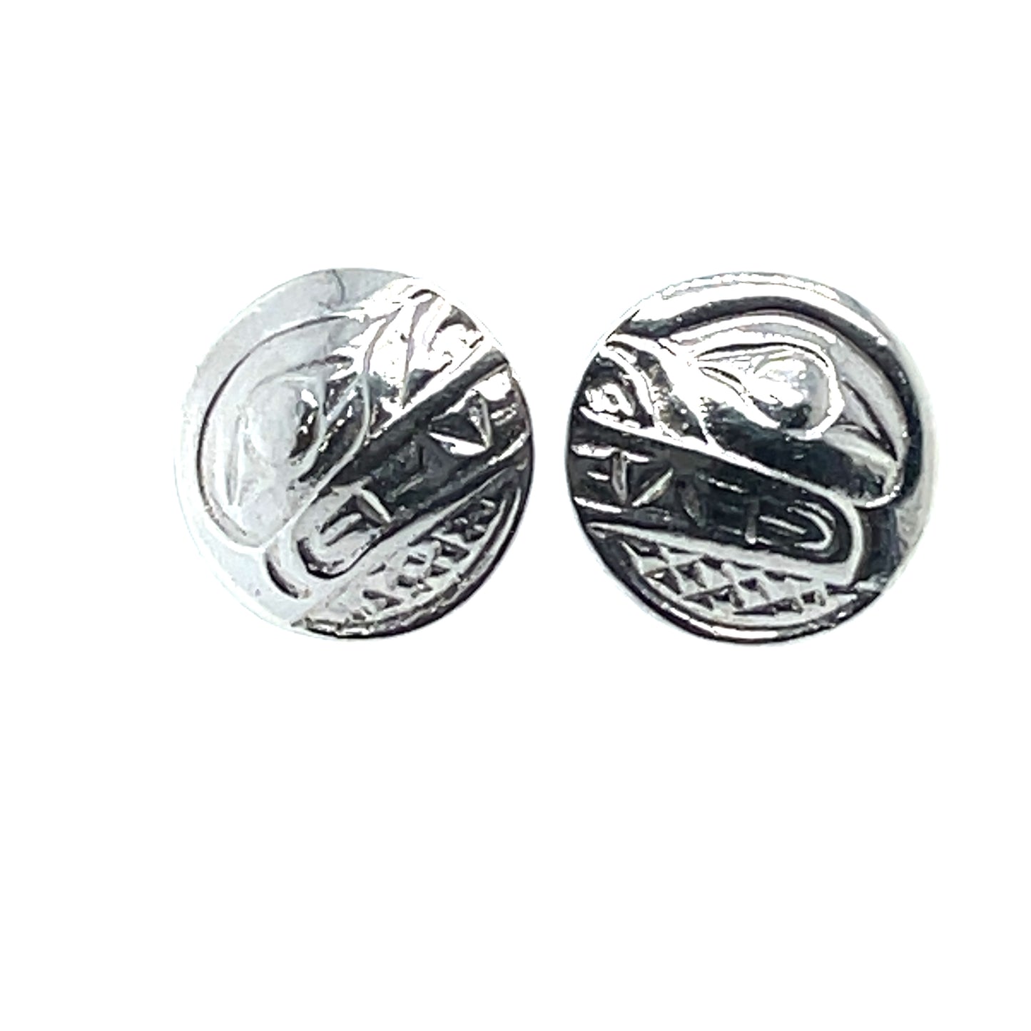 Earrings - Sterling Silver - Cast - Studs - Small - Round - Bear