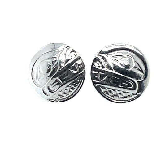 Earrings - Sterling Silver - Cast - Studs - Small - Round - Bear