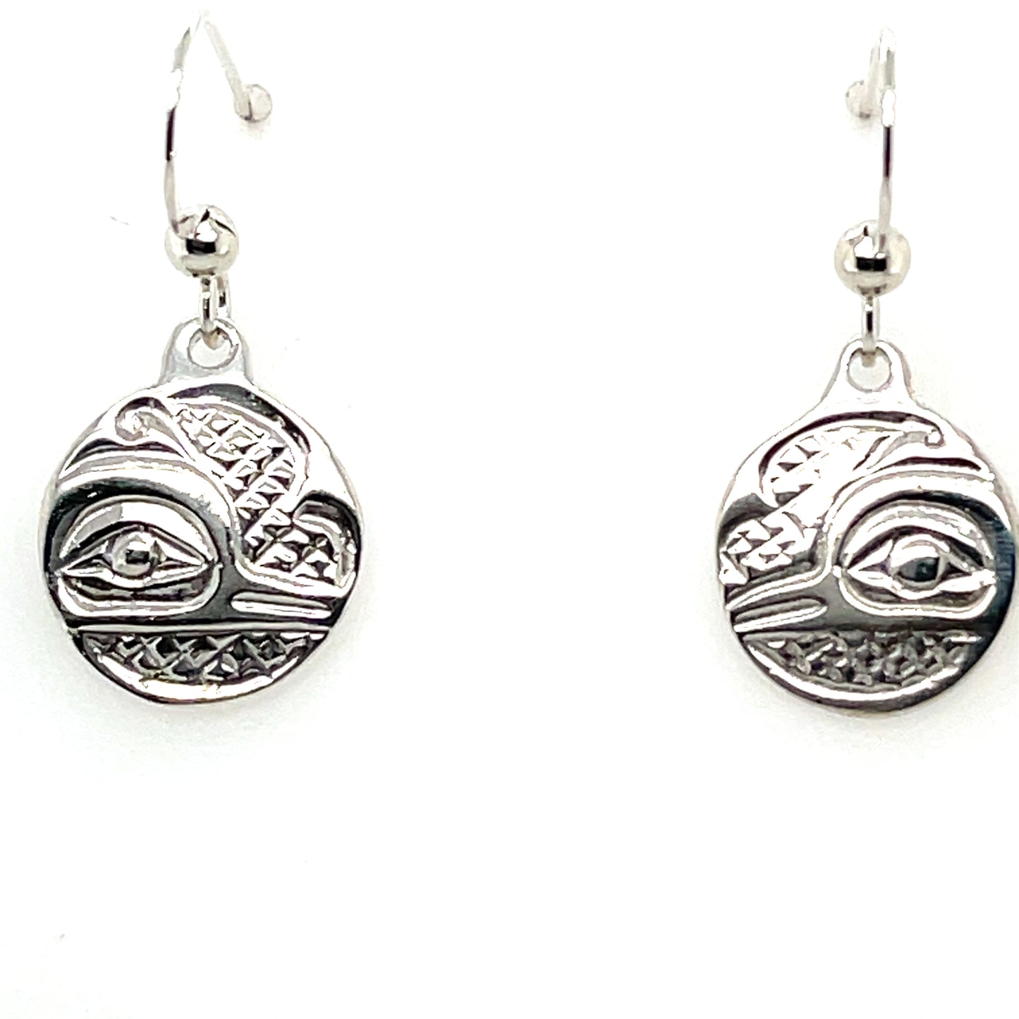 Earrings - Sterling Silver - Cast - Drop - Small - Round - Hummingbird
