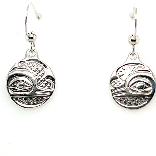 Earrings - Sterling Silver - Cast - Drop - Small - Round - Hummingbird