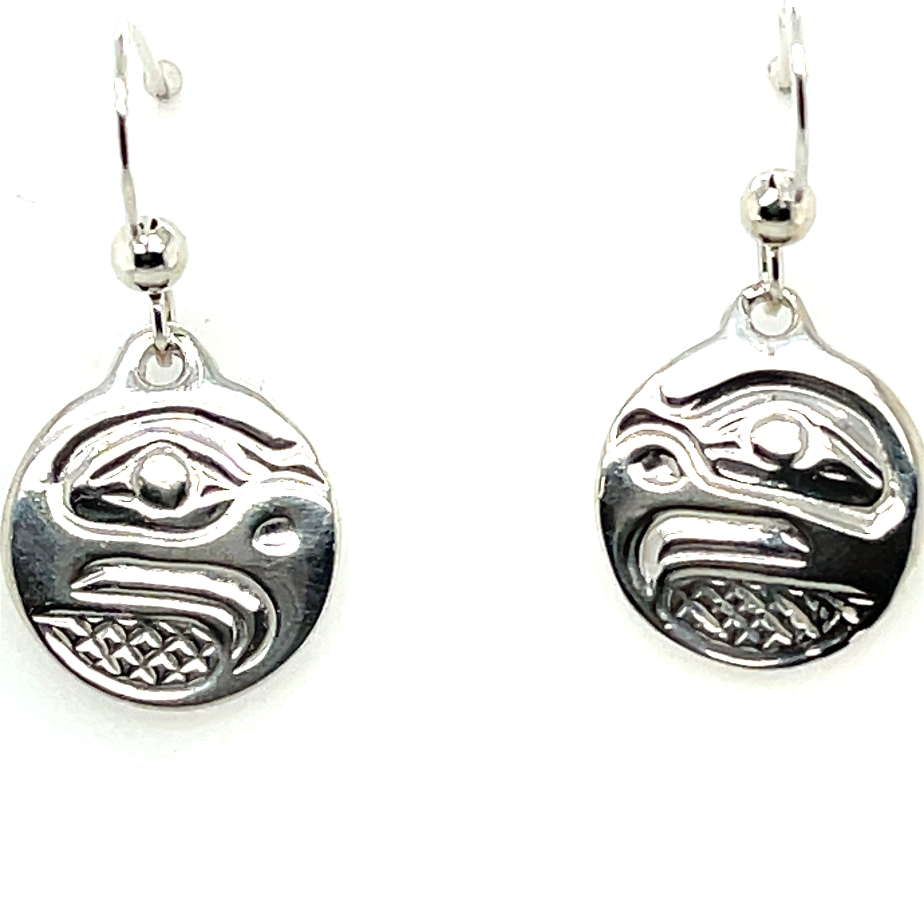 Earrings - Sterling Silver - Drop - Small - Round - Eagle