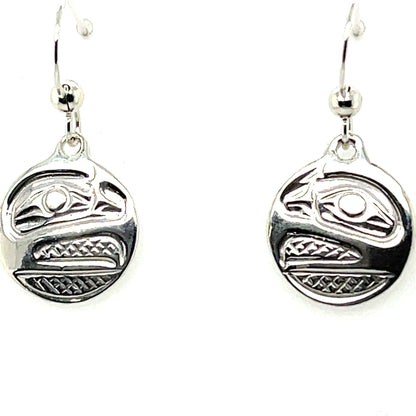Earrings - Sterling Silver - Cast - Drop - Small - Round - Raven