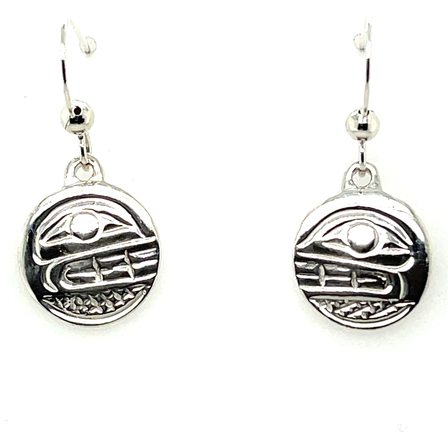 Earrings - Sterling Silver - Cast - Drop - Small - Round - Orca