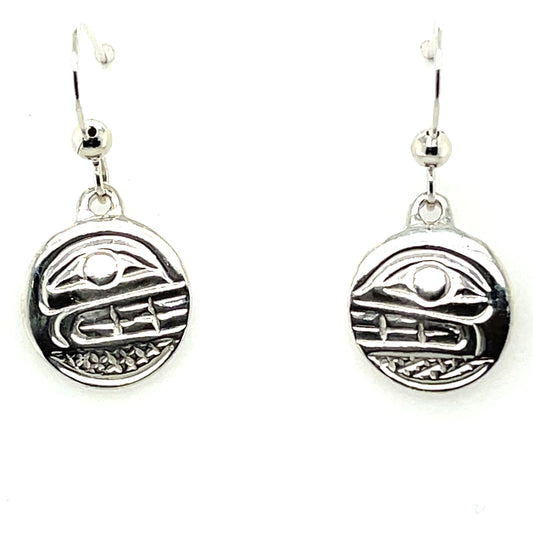 Earrings - Sterling Silver - Cast - Drop - Small - Round - Orca