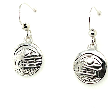 Earrings - Sterling Silver - Cast - Drop - Small - Round - Orca