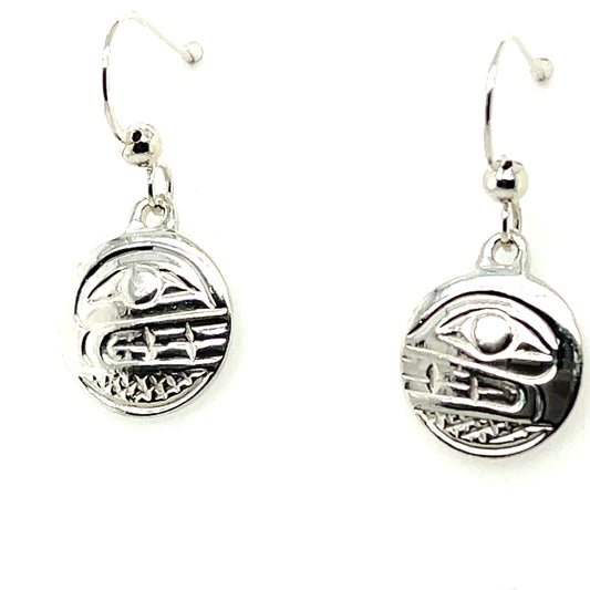 Earrings - Sterling Silver - Cast - Drop - Small - Round - Orca