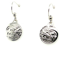 Earrings - Sterling Silver - Drop - Small - Round - Wolf