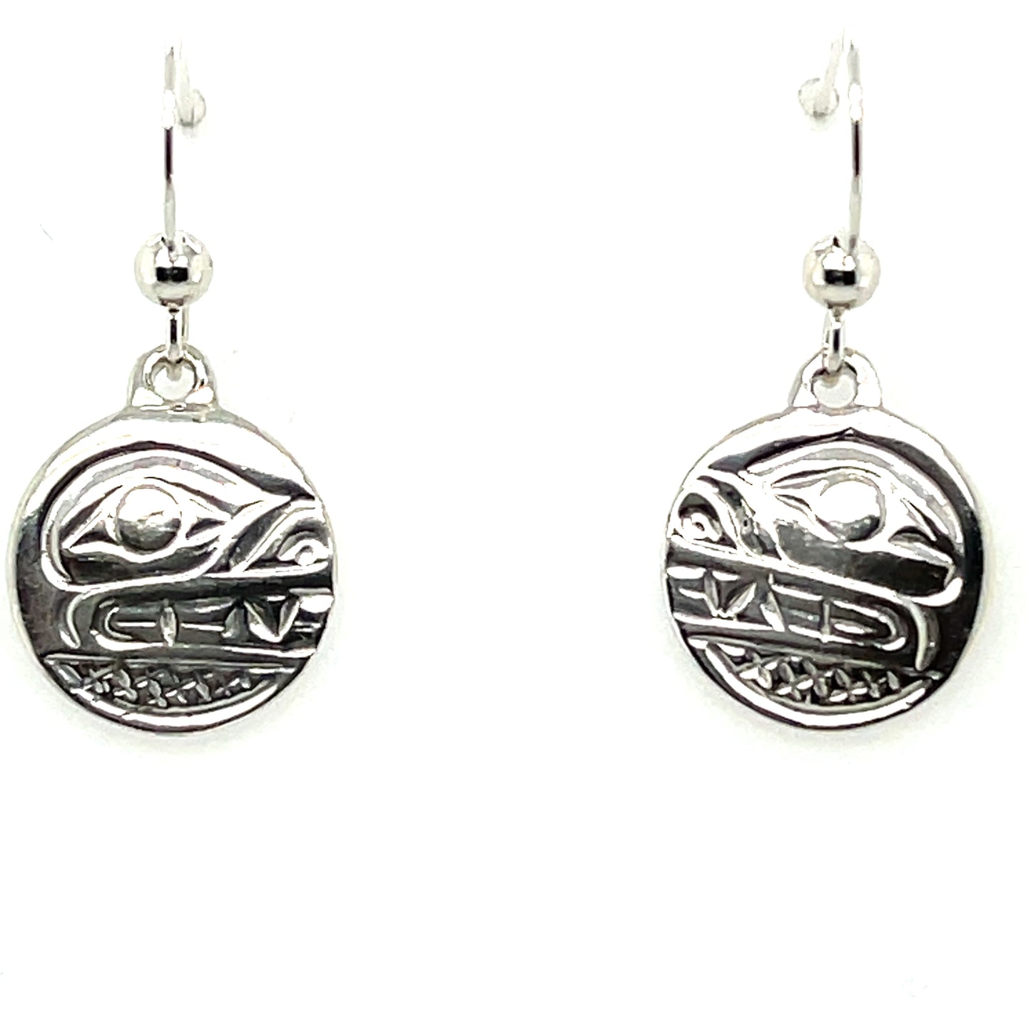 Earrings - Sterling Silver - Cast - Drop - Small - Round - Bear