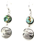 Earrings - Sterling Silver - Drop - Small - Round - Raven - Abalone