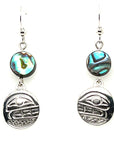 Earrings - Sterling Silver - Drop - Small - Round - Orca - Abalone