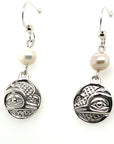 Earrings - Sterling Silver - Drop - Small - Round - Hummingbird - Pearl