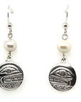 Earrings - Sterling Silver - Drop - Small - Round - Orca - Pearl