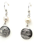 Earrings - Sterling Silver - Drop - Small - Round - Orca - Pearl