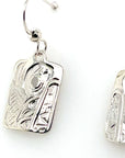 Earrings - Sterling Silver - Cast - Drop - Rectangle - Wolf