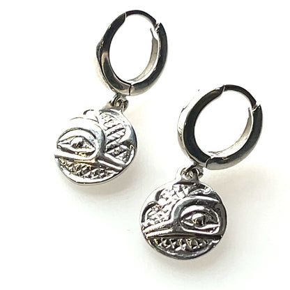 Earrings - Sterling Silver - Cast - Sleeper - Small - Round - Hummingbird