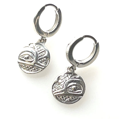 Earrings - Sterling Silver - Cast - Sleeper - Small - Round - Hummingbird