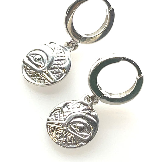 Earrings - Sterling Silver - Cast - Sleeper - Small - Round - Hummingbird