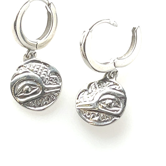 Earrings - Sterling Silver - Cast - Sleeper - Small - Round - Hummingbird