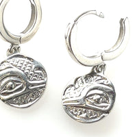 Earrings - Sterling Silver - Sleeper - Small - Round - Hummingbird