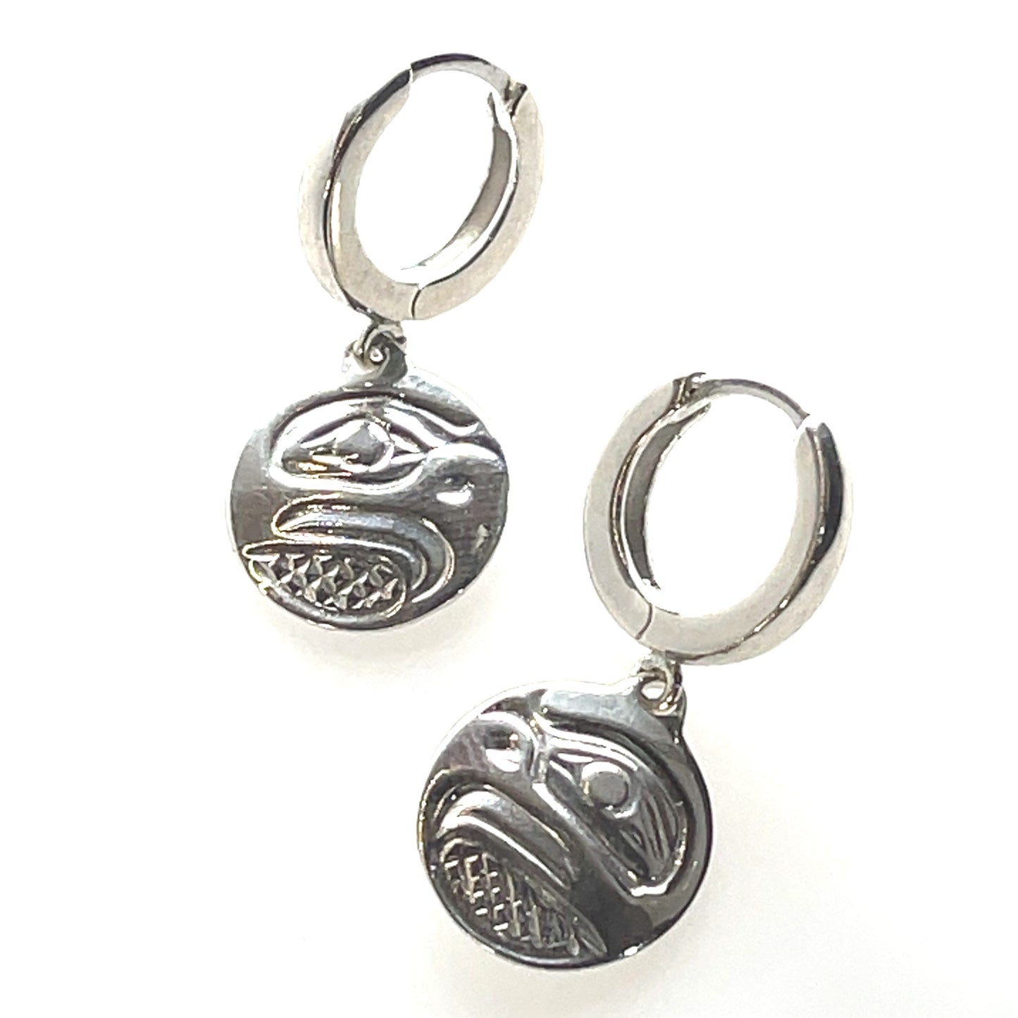 Earrings - Sterling Silver - Cast - Sleeper - Small - Round - Eagle