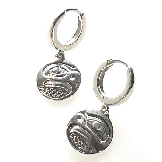 Earrings - Sterling Silver - Cast - Sleeper - Small - Round - Eagle