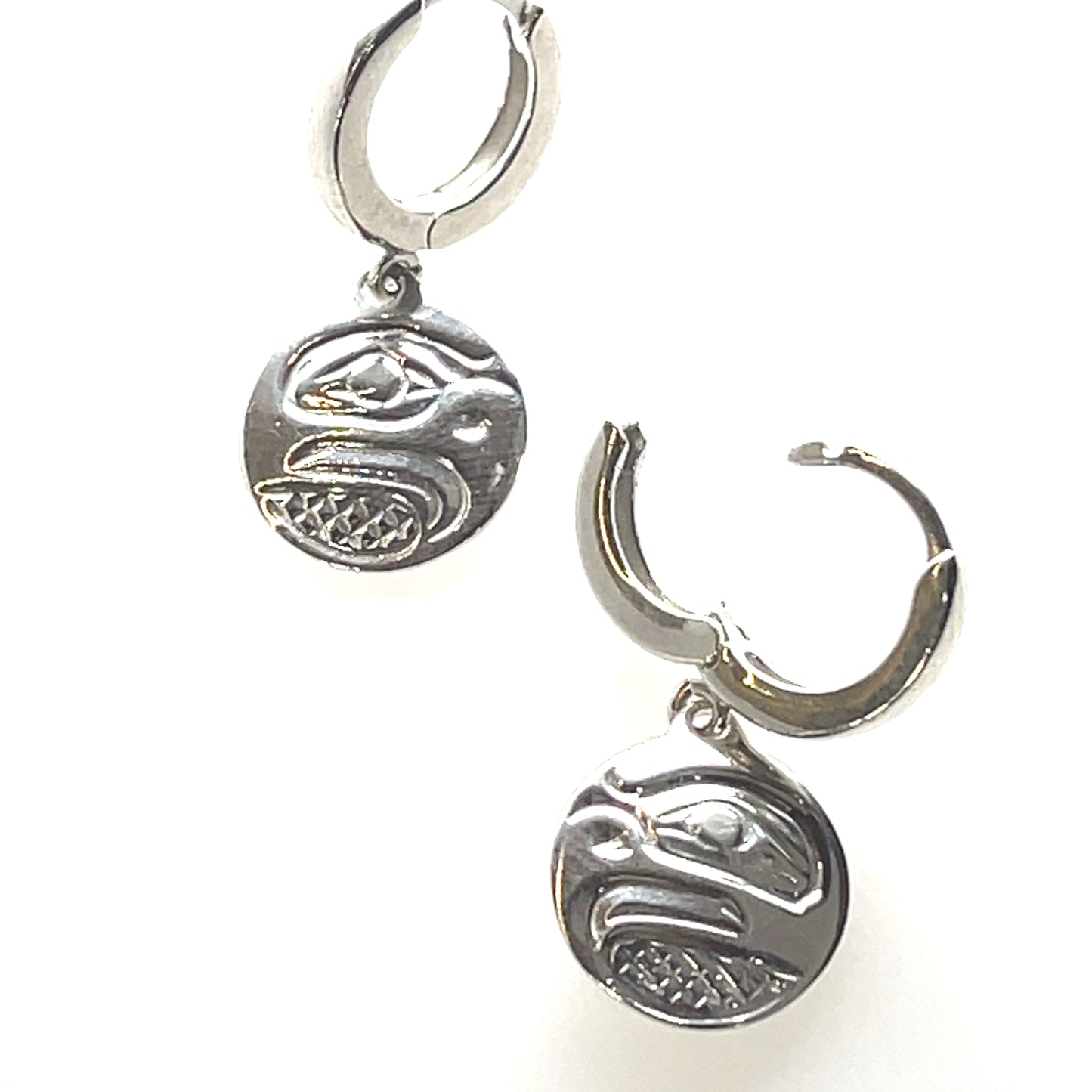 Earrings - Sterling Silver - Cast - Sleeper - Small - Round - Eagle