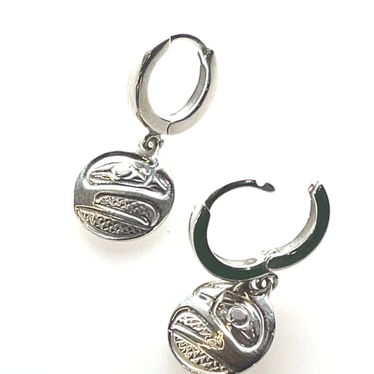 Earrings - Sterling Silver - Cast - Sleeper - Small - Round - Raven