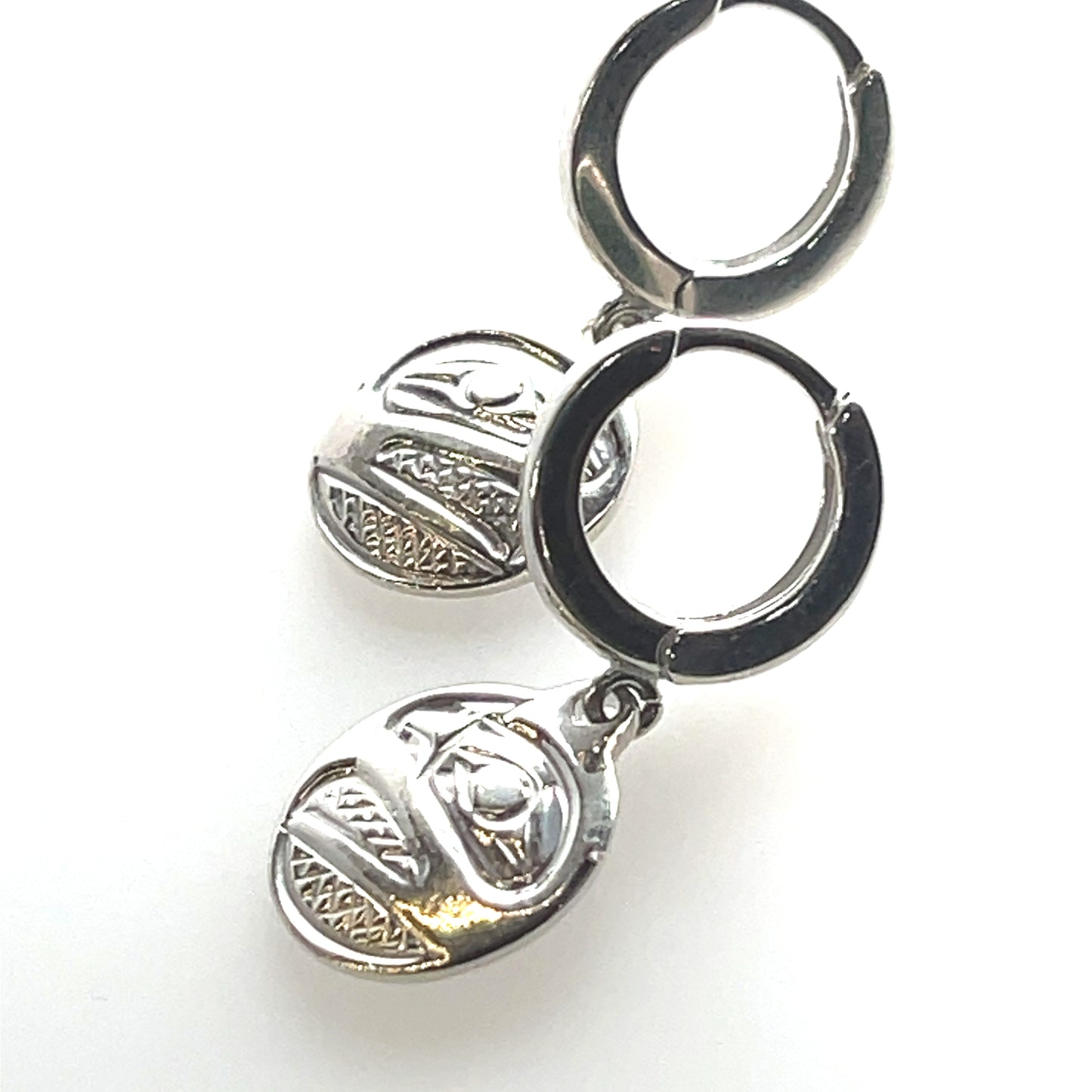 Earrings - Sterling Silver - Cast - Sleeper - Small - Round - Raven