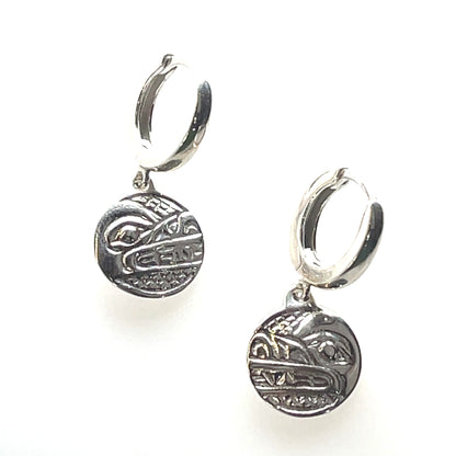 Earrings - Sterling Silver - Cast - Sleeper - Small - Round - Wolf