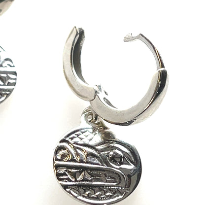 Earrings - Sterling Silver - Cast - Sleeper - Small - Round - Wolf