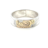 Ring - Gold & Silver - 1/4" - Wolf - Size 9