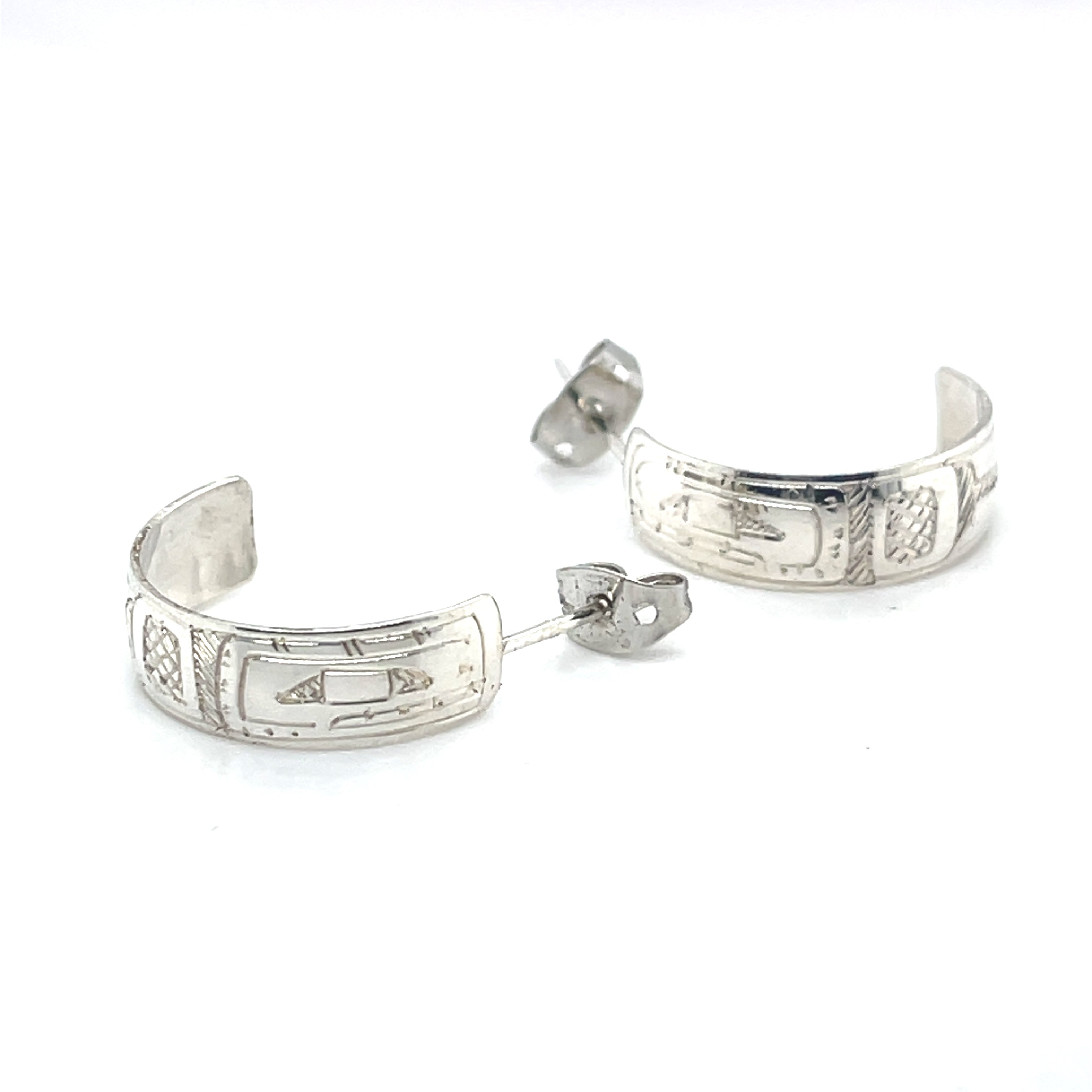 Earrings - Sterling Silver - Half Hoop - 1/4&quot; - Orca