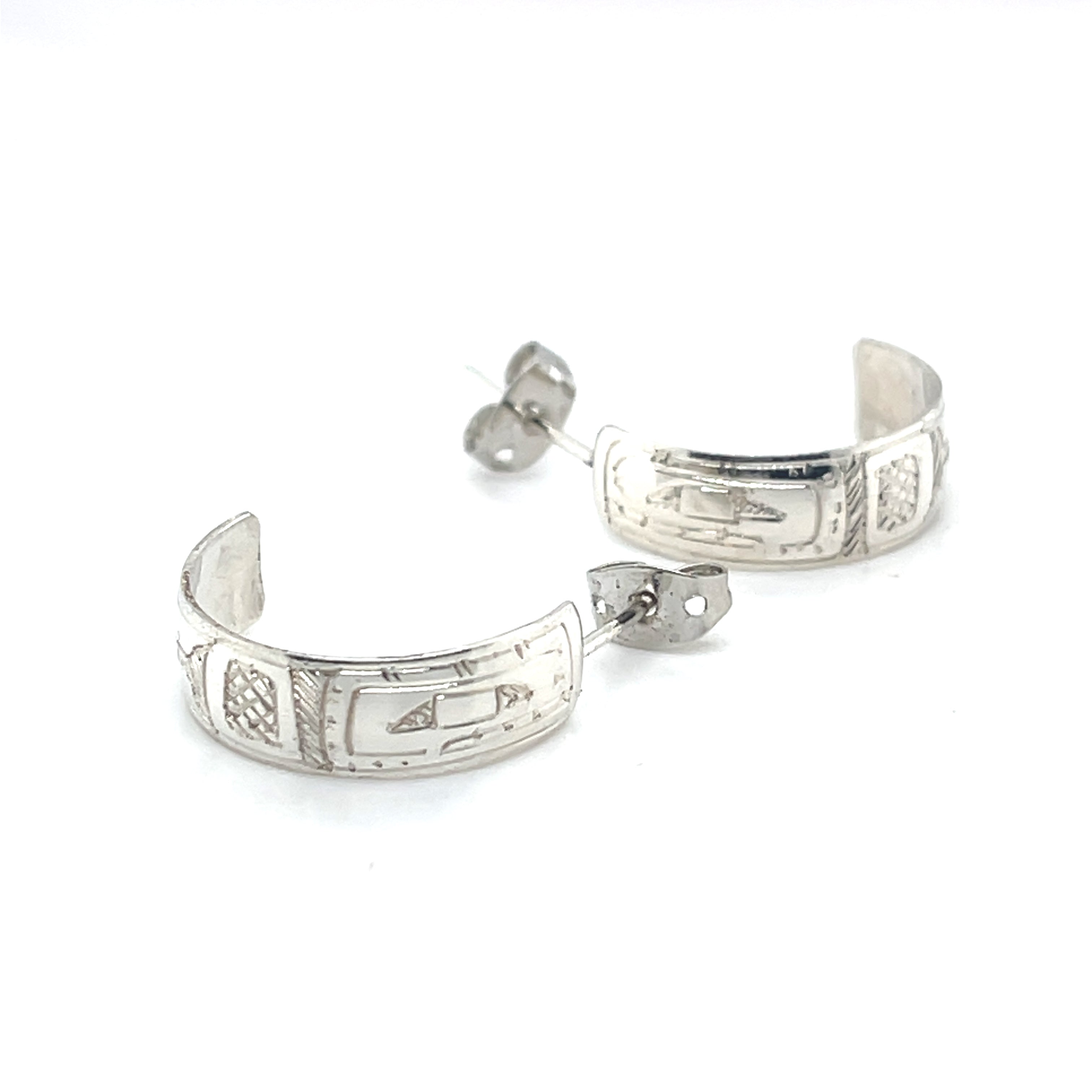 Earrings - Sterling Silver - Half Hoop - 1/4&quot; - Orca