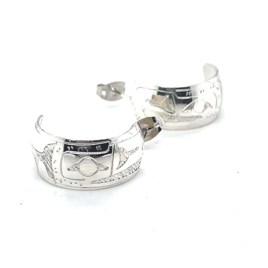 Earrings - Sterling Silver - Half Hoop - 3/8