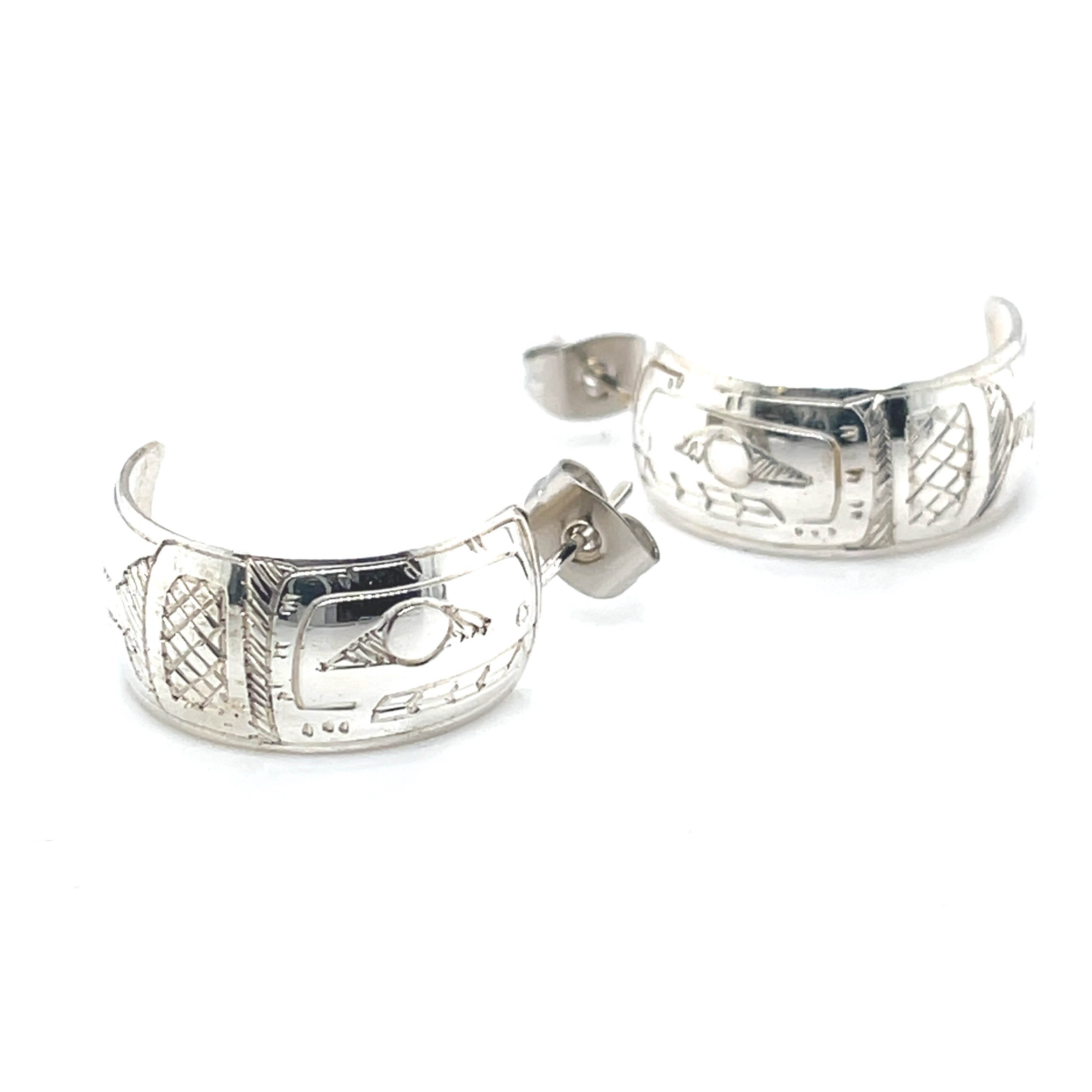 Earrings - Sterling Silver - Half Hoop - 3/8&quot; - Orca