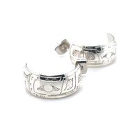Earrings - Sterling Silver - Half Hoop - 3/8" - Wolf