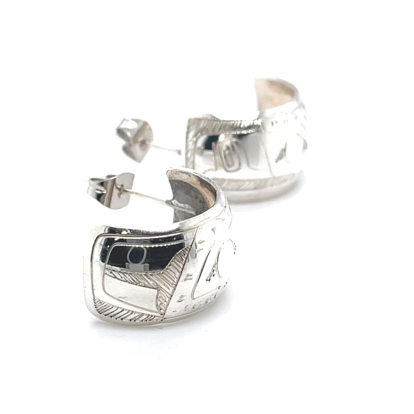 Earrings - Sterling Silver - Half Hoop - 1/2" - Eagle