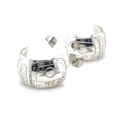 Earrings - Sterling Silver - Half Hoop - 1/2" - Orca