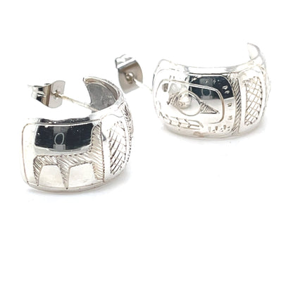 Earrings - Sterling Silver - Half Hoop - 1/2" - Orca