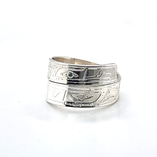 Ring - Sterling Silver - Wrap - 3/16" - Eagles - Size 6.25
