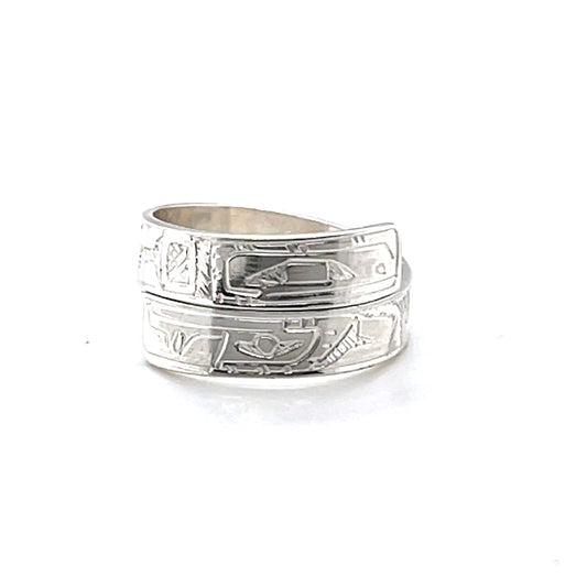 Ring - Sterling Silver - Wrap - 3/16" - Orca & Eagle - Size 6.5