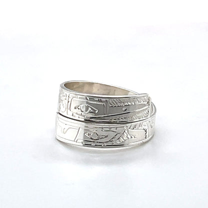 Ring - Sterling Silver - Wrap - 1/4" - Hummingbird & Eagle - Size 10