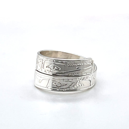 Ring - Sterling Silver - Wrap - 1/4" - Hummingbird & Eagle - Size 10
