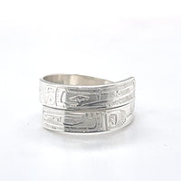 Ring - Sterling Silver - Wrap - 3/16" - Hummingbird & Orca - Size 6