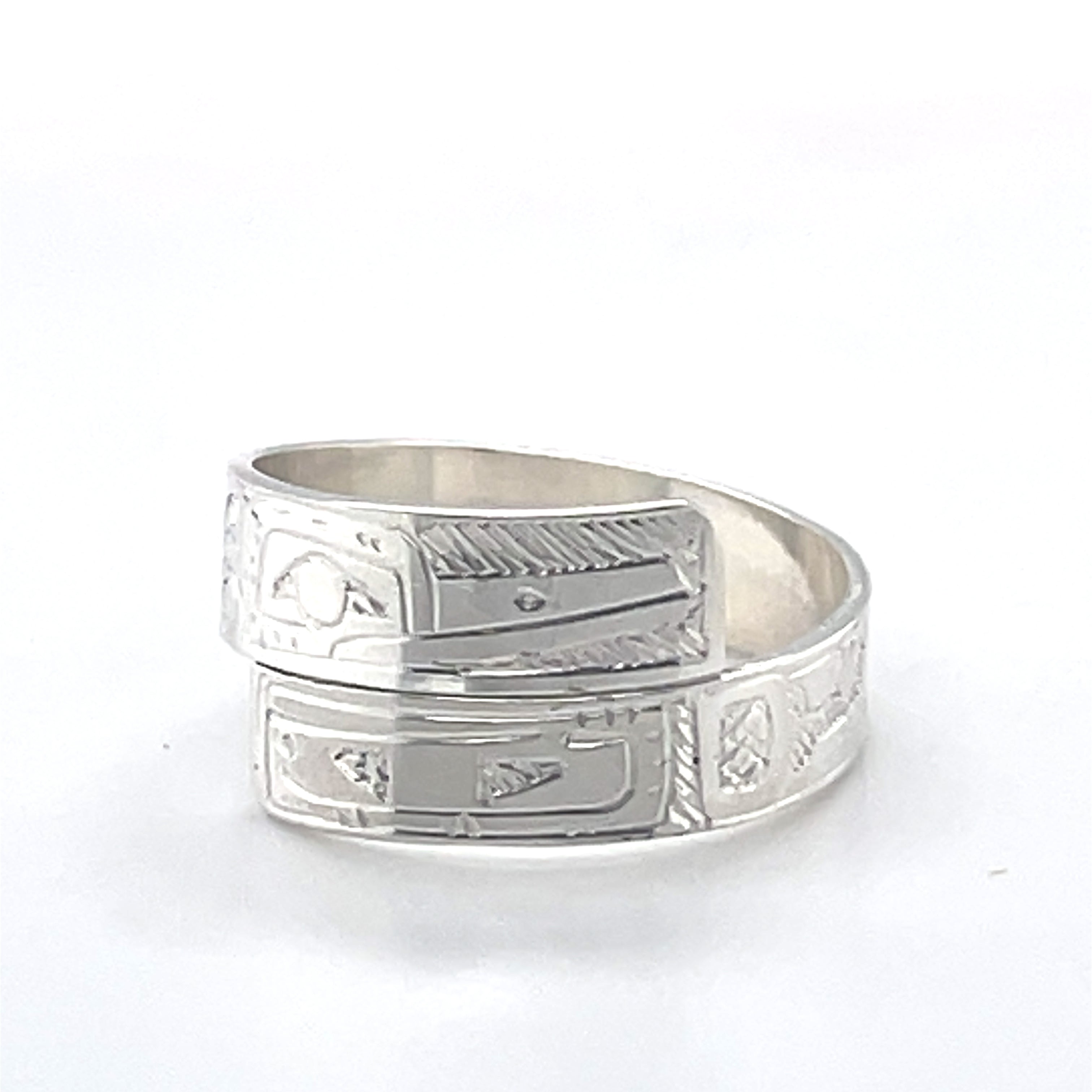 Ring - Sterling Silver - Wrap - 3/16&quot; - Hummingbird &amp; Orca - Size 8.5