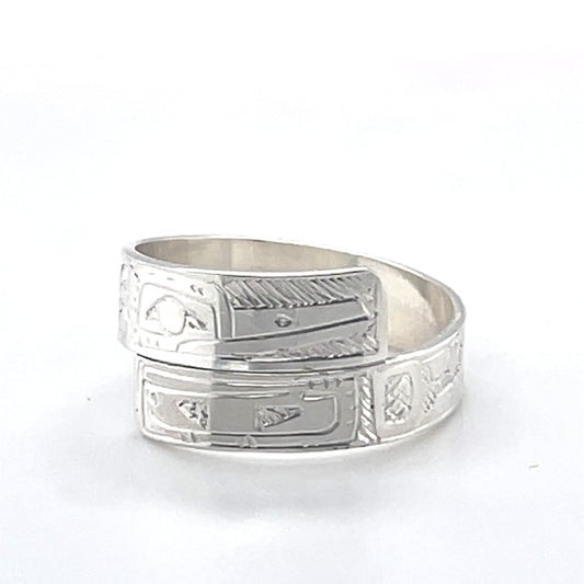 Ring - Sterling Silver - Wrap - 3/16" - Hummingbird & Orca - Size 8.5