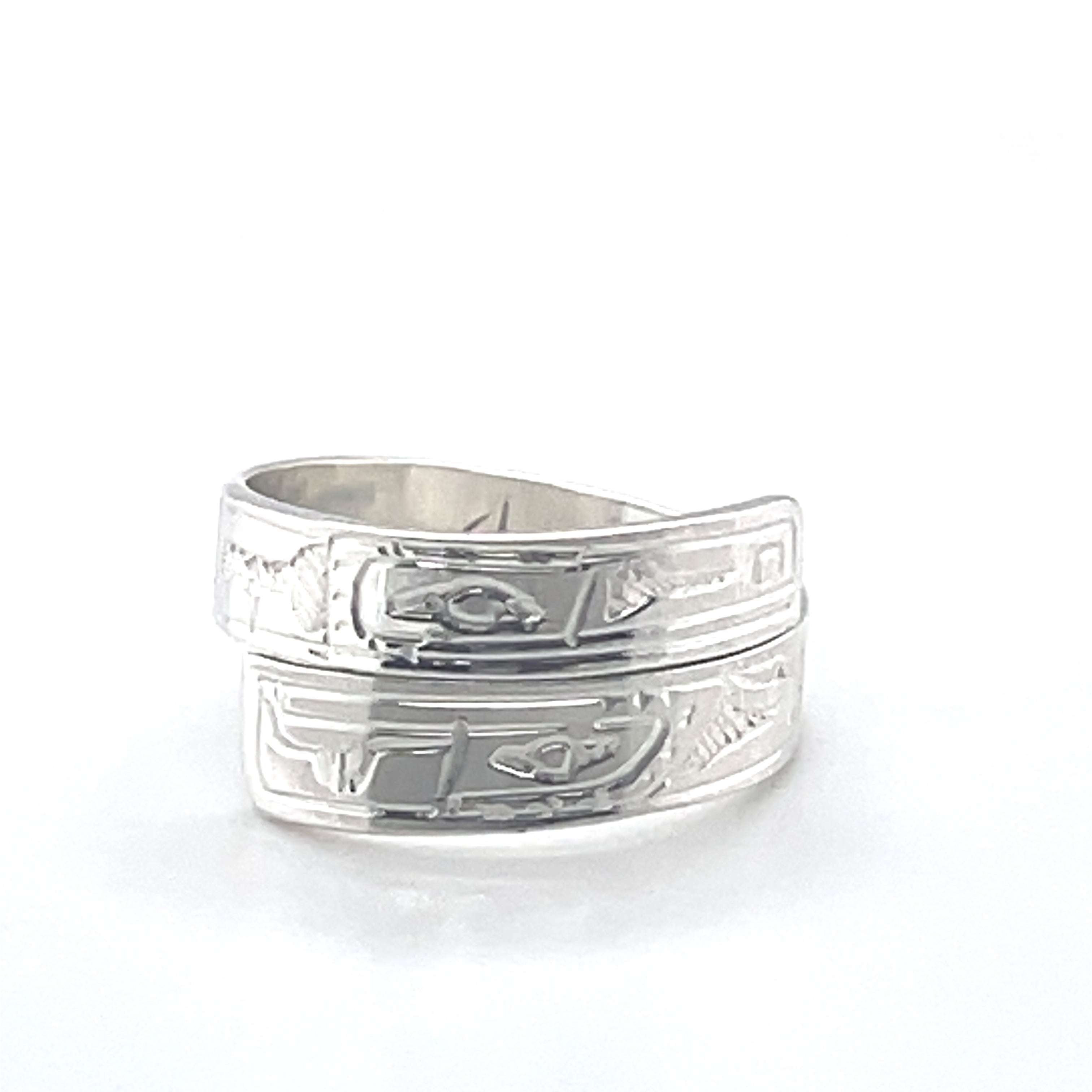 Ring - Sterling Silver - Wrap - 3/16&quot; - Raven &amp; Eagle - Size 6.5